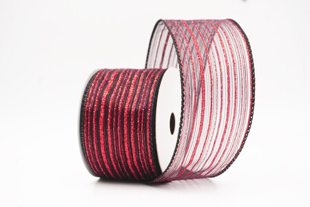 Black/Red Metallic Sheer Fine Pinstripe Ribbon_KW0456GC-53R-53